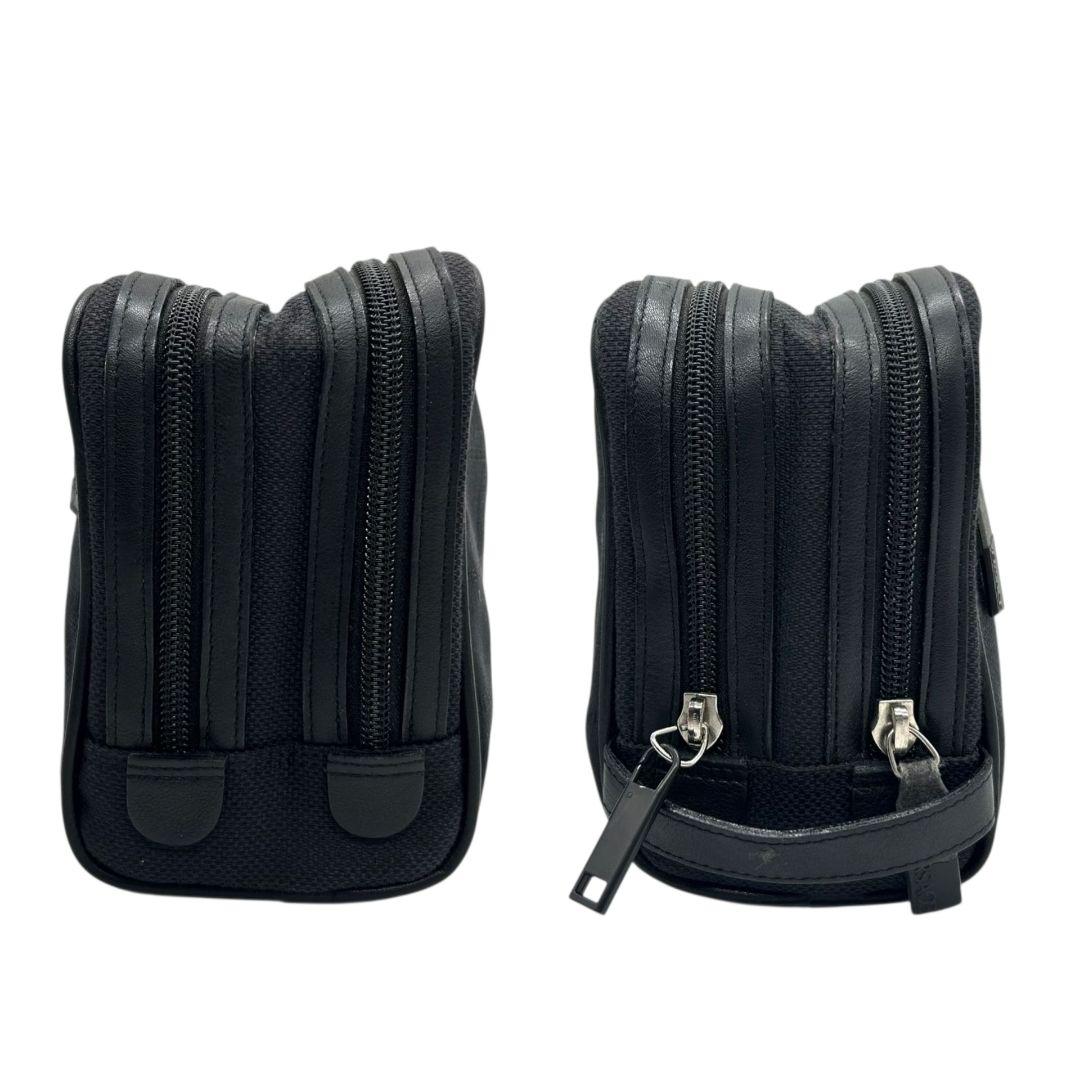 GIANNI VERSACE ジャンニヴェルサーチ セカンドバッグ クラッチ 黒 ブラック メデューサ 総柄 ナイロン ロゴ 自立可 シルバー金具 ブランドロゴ U9