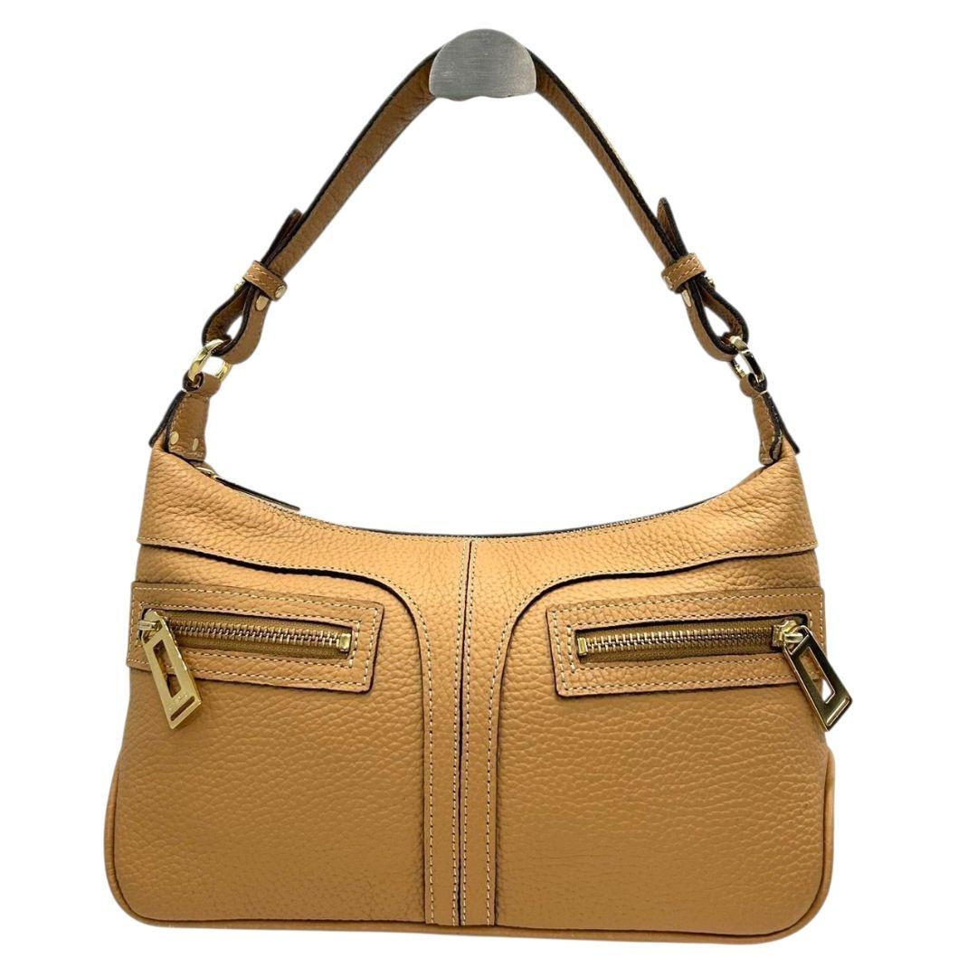 アクセソワ ハンドバッグ 茶 ワンショルダー レザー 本革 トートバッグ 自立可 肩掛け可 肩かけ可 ブラウン ゴールド金具 ADMJ s43 上品 高級感