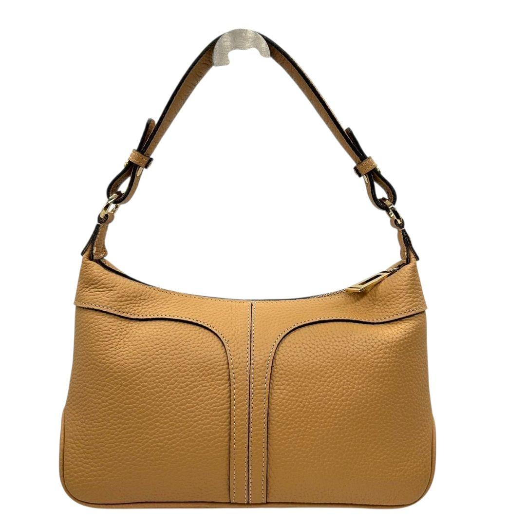 アクセソワ ハンドバッグ 茶 ワンショルダー レザー 本革 トートバッグ 自立可 肩掛け可 肩かけ可 ブラウン ゴールド金具 ADMJ s43 上品 高級感