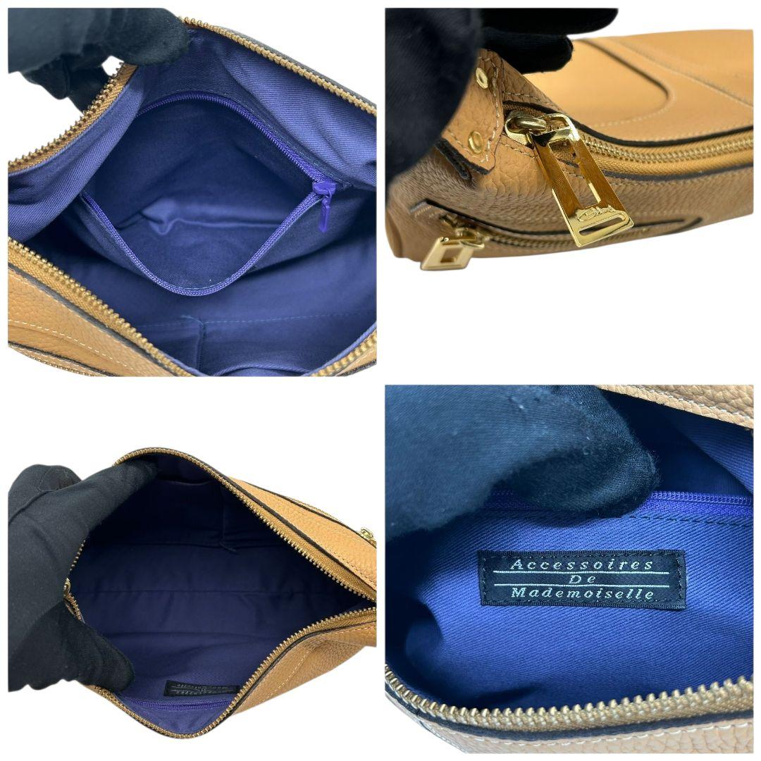 アクセソワ ハンドバッグ 茶 ワンショルダー レザー 本革 トートバッグ 自立可 肩掛け可 肩かけ可 ブラウン ゴールド金具 ADMJ s43 上品 高級感