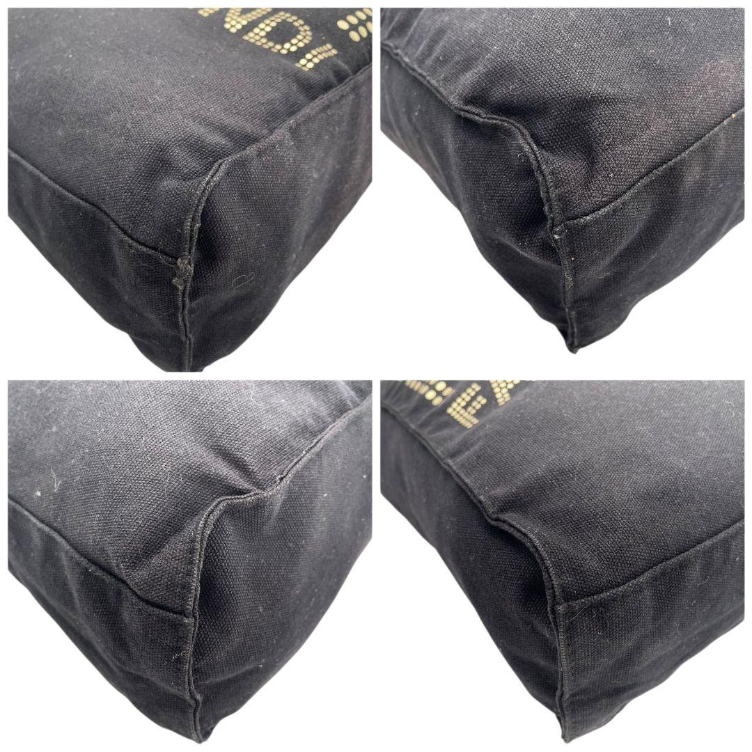 フェンディ FENDI トートバッグ デカロゴ スタッズ ワンショルダー ブラック 黒 キャンバス レザー A4収納可 肩掛け可 ハンドバッグ 本革 ヴィンテージ T1