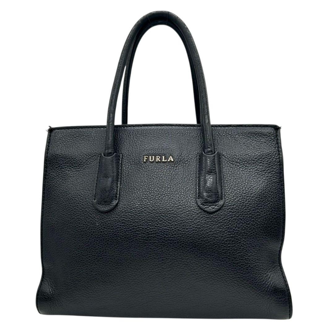 フルラ FURLA ハンドバッグ 黒 ブラック ロゴ 2way A4収納 自立可 レザー 本革 トートバッグ ショルダーバッグ 斜め掛け可 ゴールド金具 s62 レディース