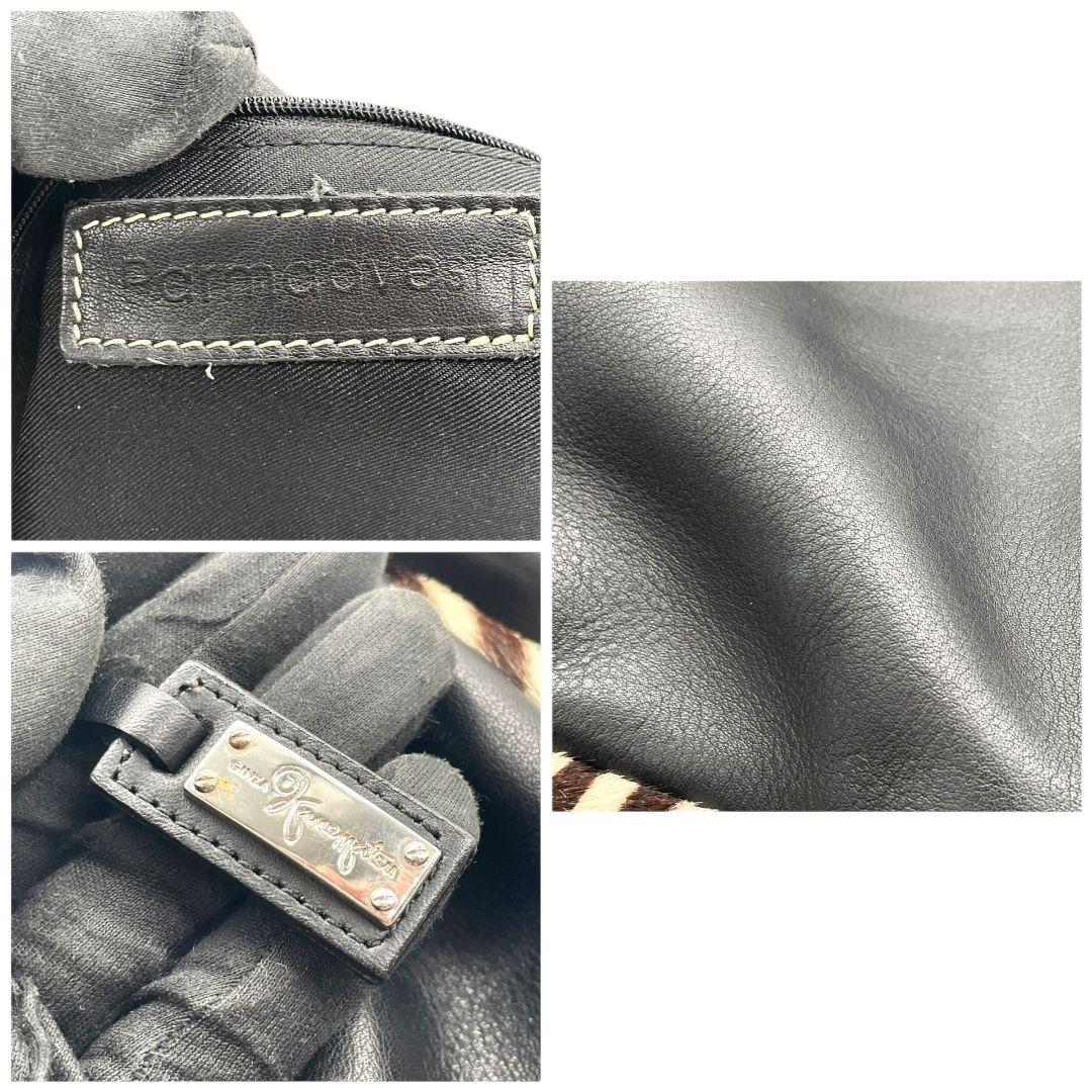 カネマツ ハンドバッグ 黒 ブラック ゼブラ柄 アニマル柄 ハラコ レザー 本革 トートバッグ ブラウン ホワイト シルバー金具 ロゴタグ ステッチ Kanematsu T5