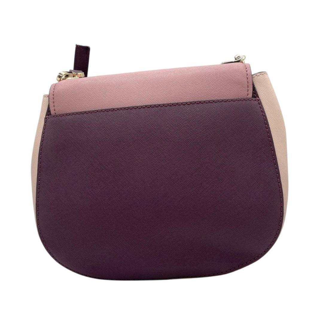 ケイトスペード kate spade ショルダーバッグ ピンク バイカラー フラップ レザー 本革 パープル ゴールド金具 ロゴ 斜め掛け可 s11