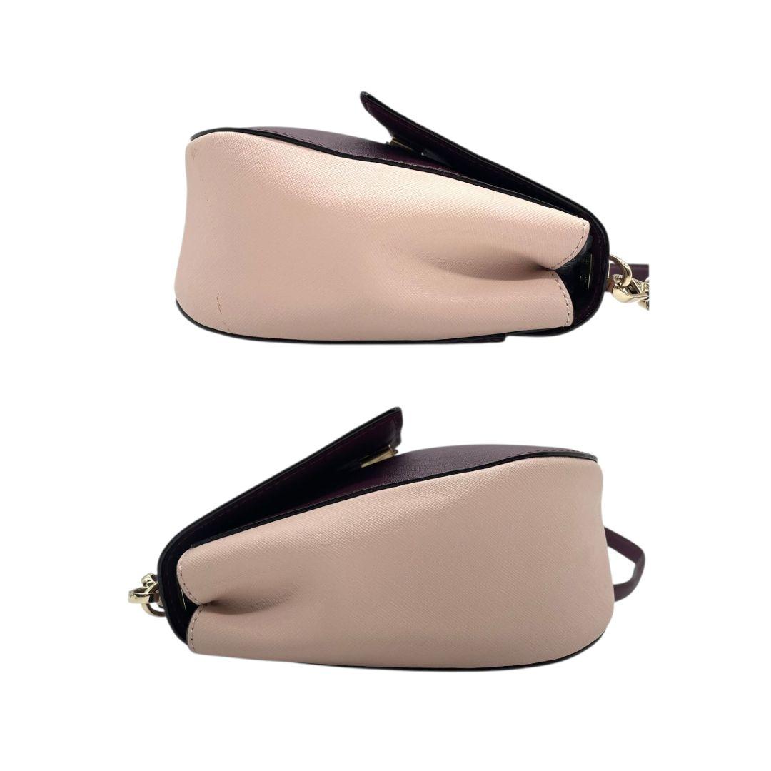 ケイトスペード kate spade ショルダーバッグ ピンク バイカラー フラップ レザー 本革 パープル ゴールド金具 ロゴ 斜め掛け可 s11