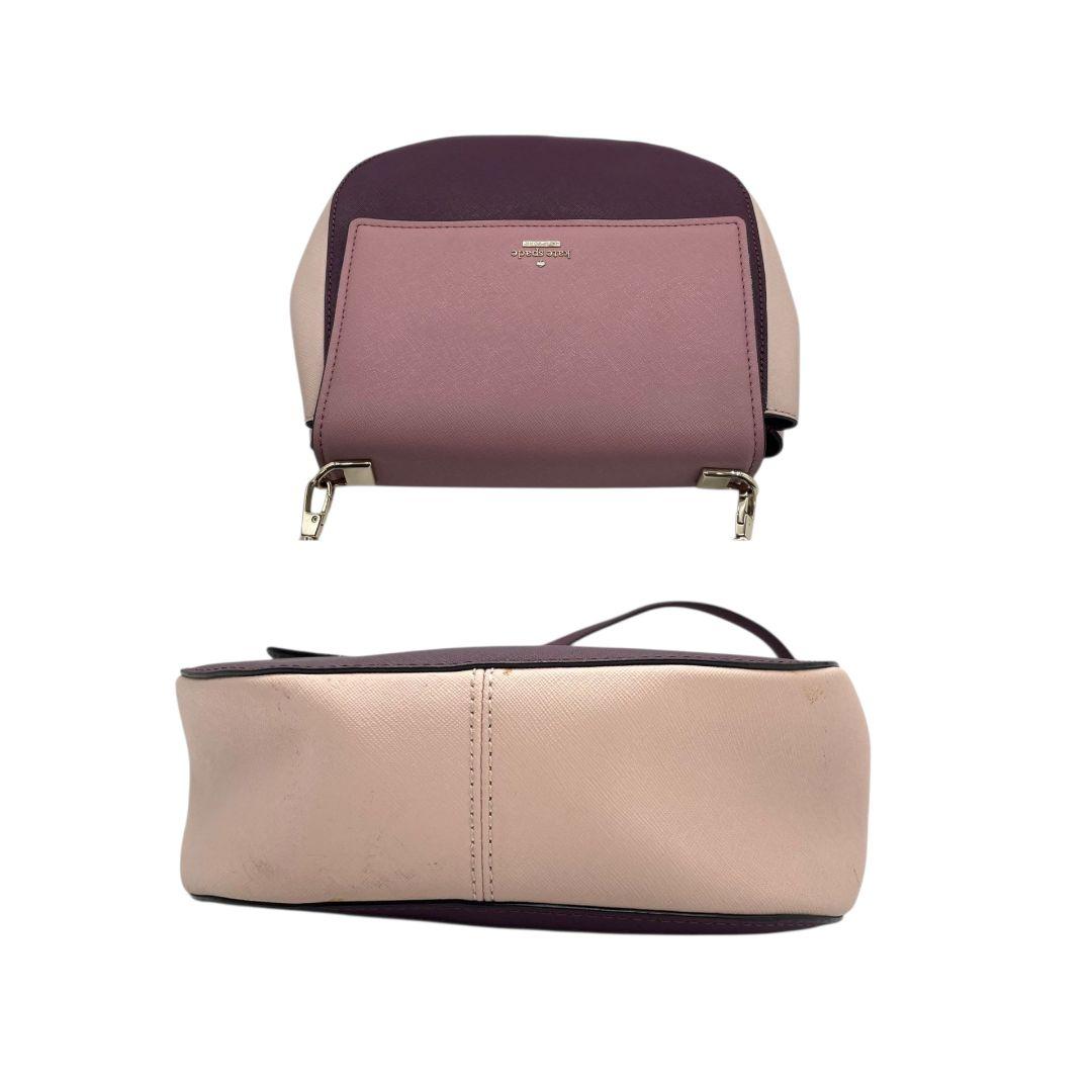 ケイトスペード kate spade ショルダーバッグ ピンク バイカラー フラップ レザー 本革 パープル ゴールド金具 ロゴ 斜め掛け可 s11