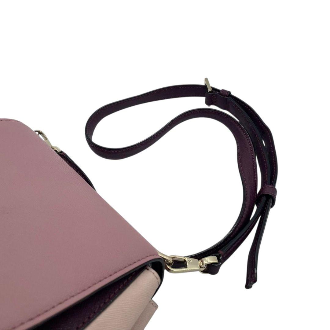 ケイトスペード kate spade ショルダーバッグ ピンク バイカラー フラップ レザー 本革 パープル ゴールド金具 ロゴ 斜め掛け可 s11