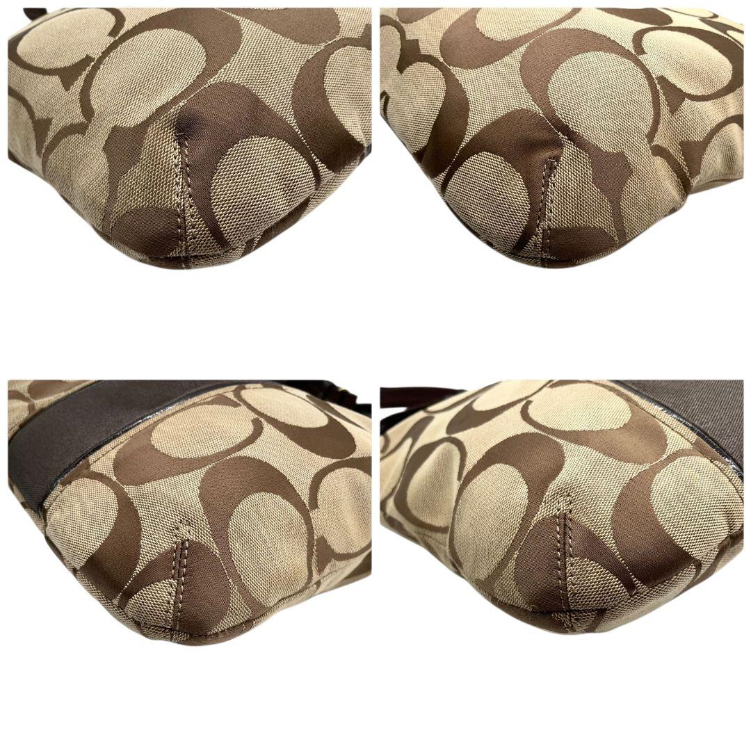 コーチ ショルダーバッグ 茶 ブラウン シグネチャー 斜め掛け可 キャンバス パテントレザー 本革 ロゴタグ ロゴプレート ゴールド金具 F21905 COACH おしゃれ 通勤 通学