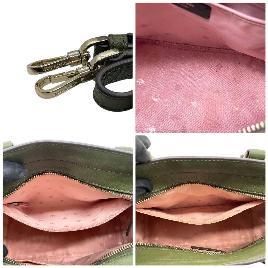 ケイトスペード ハンドバッグ 緑 タッセル 2way ショルダーバッグ レザー u12 トートバッグ 本革 グリーン イエロー ピンク 自立可 斜め掛け可 ゴールド金具 kate spade 上品 可愛い