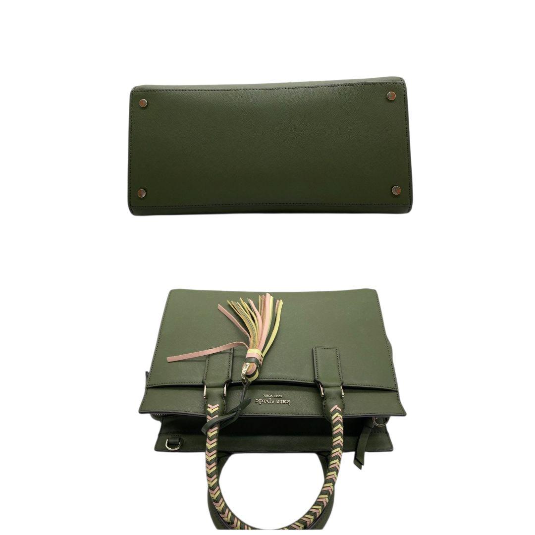 ケイトスペード ハンドバッグ 緑 タッセル 2way ショルダーバッグ レザー u12 トートバッグ 本革 グリーン イエロー ピンク 自立可 斜め掛け可 ゴールド金具 kate spade 上品 可愛い