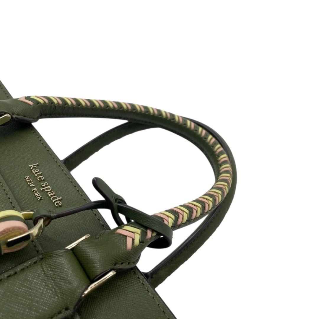 ケイトスペード ハンドバッグ 緑 タッセル 2way ショルダーバッグ レザー u12 トートバッグ 本革 グリーン イエロー ピンク 自立可 斜め掛け可 ゴールド金具 kate spade 上品 可愛い