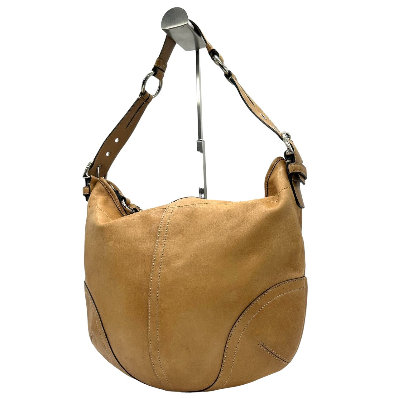 COACH コーチ ショルダーバッグ ホーボーバッグ 3651 レザー キャメル ブラウン ワンショルダー 肩掛け レディース シルバー金具 ビンテージ クラシック シンプル デイリーユース 通勤 通学 A4収納可能 クリーニング済み S44